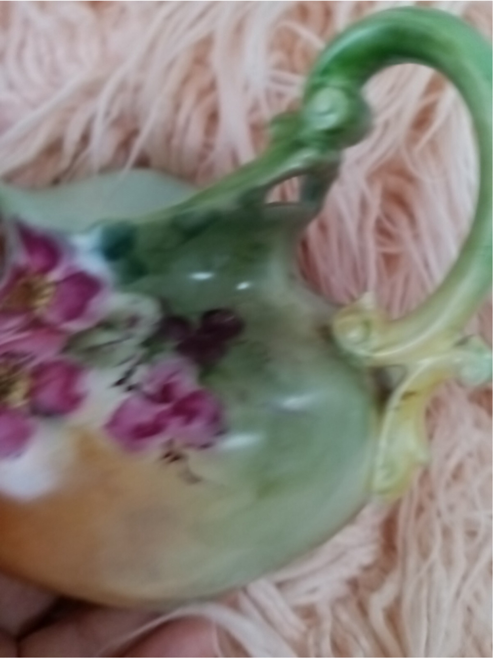 Tresseman & Vogt Limoges france pitcher flowers multicolor pitcher Green yellow - Picture 4 of 16
